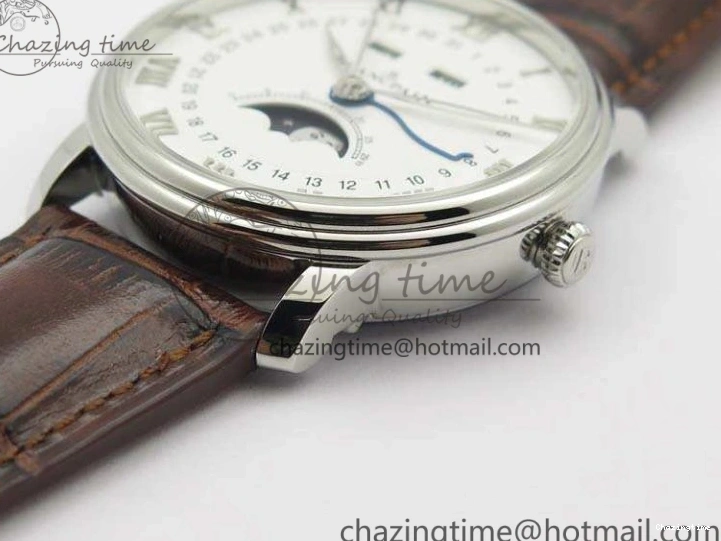 0416 FreshLook Villeret 6654 SS Complicated Function OMF 1:1 Best Edition White Dial On Brown Leather Strap A 8119